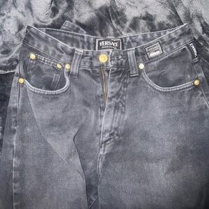 Versace Dark Gray Jeans with Gold Details